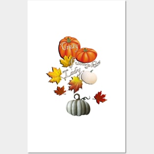 Autumn Design Crazy Pumpkin Lady Quote, Graphic Leaves and Pumpkins Funny Fall Apparel & Home Decor Posters and Art